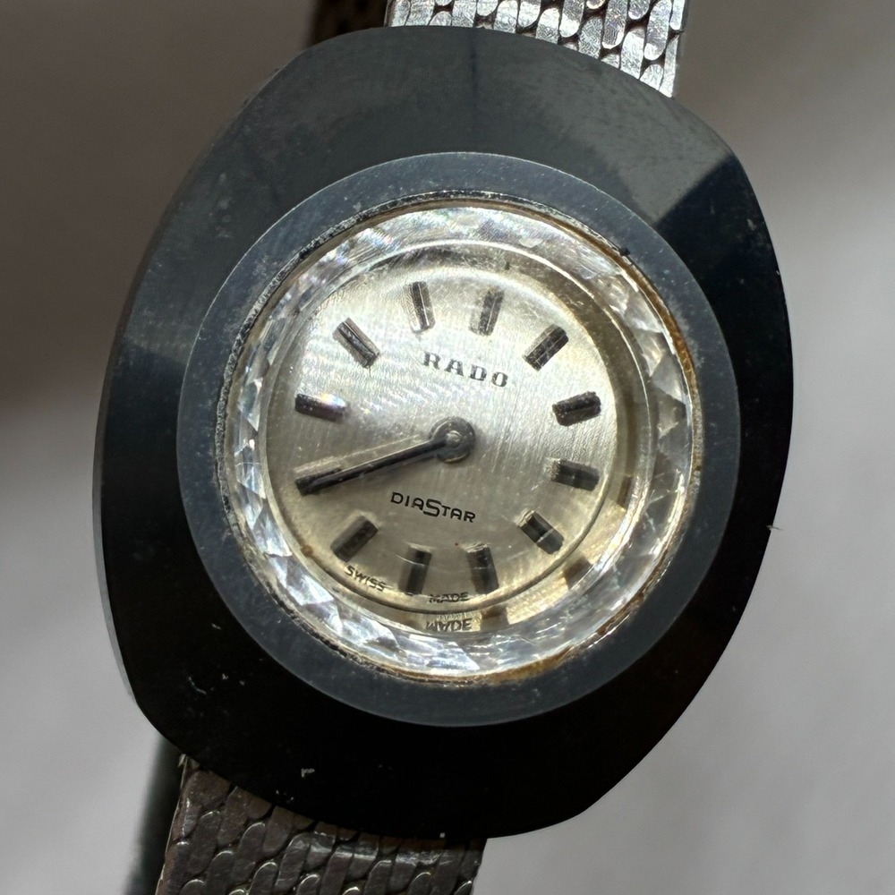 Rado DiaStar Vintage Ladies Hand Winding Watch Silver Sunburst Dial-For PARTS!